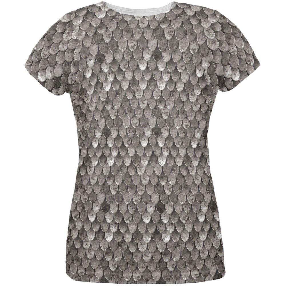 Old Glory Halloween Steel Scale Armor Costume T-Shirt for Women - Small Size | Medieval Warrior Cosplay, LARP Costume, Renaissance Fair Outfit