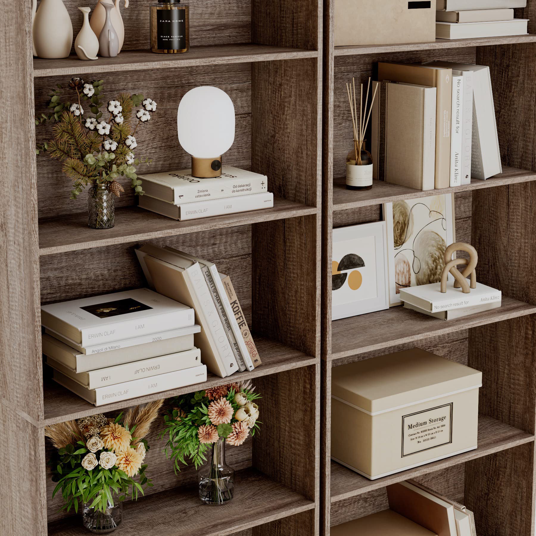 FOTOSOK 6-Tier Open Bookcase & Bookshelf - Freestanding Display Storage Shelf for Bedroom, Living Room & Office - Solid Oak Wood Shelving Unit - Perfect for Home Decor, Book Storage & Display Organizer