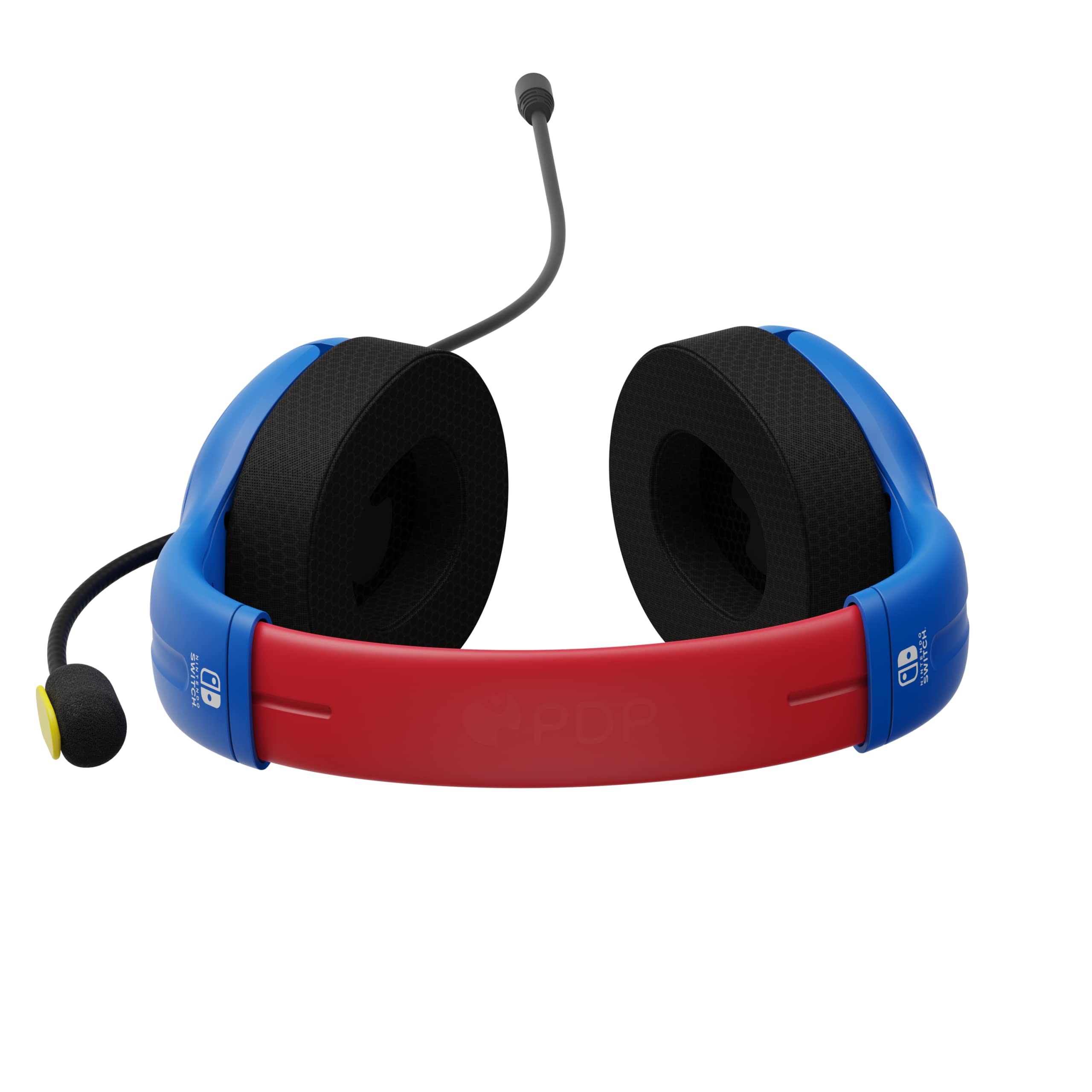 PDP Gaming AIRLITE Stereo Headset with Noise Cancelling Mic for Nintendo Switch/Switch Lite/OLED - Lightweight Wired Gaming Headphones with 3.5mm Jack, Soft Ear Cushions (Mario Dash Blue) - Perfect for Gaming, Online Classes & Remote Work