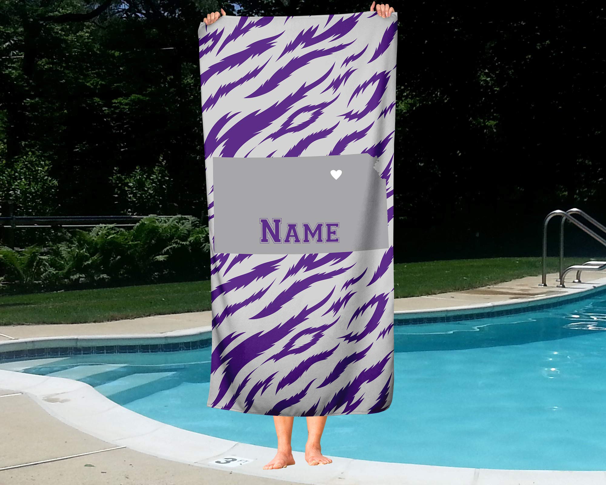 Custom Kansas State Pride Beach & Bath Towel - Personalized Medium & Large Towels for Adults & Kids - Perfect for College Football, Basketball Games & Beach Vacations