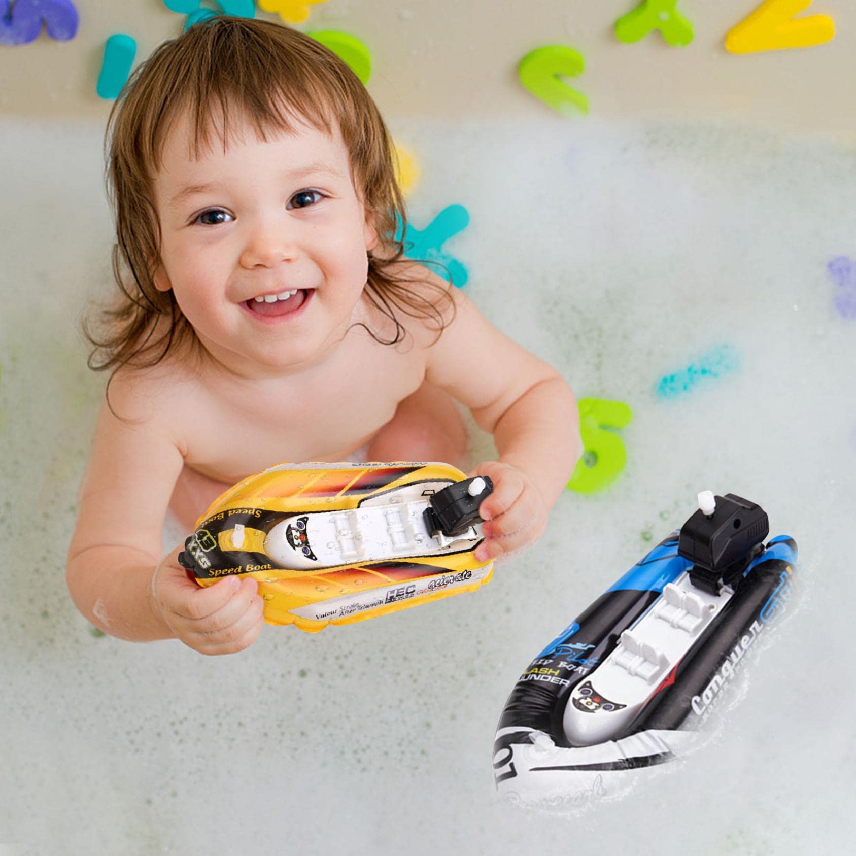 Inflatable Yacht Toy for Kids - Bath & Pool Motorboat with Pump - Summer Water Play