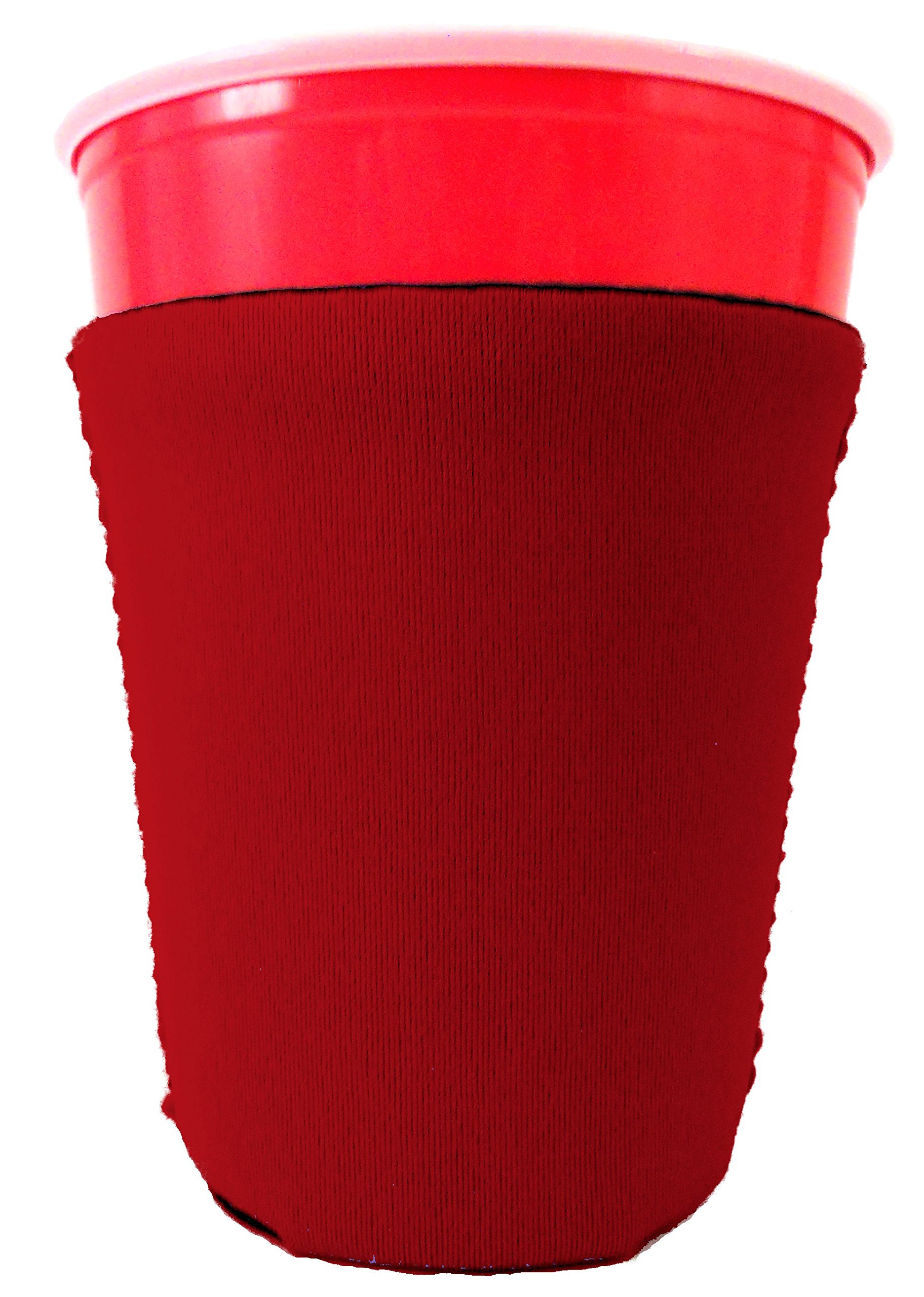 Red Neoprene Party Cup Coolie - Insulated Drink Sleeve for Beer, Soda & Cocktails - Perfect for BBQs, Tailgating & Beach Parties (1-Pack)