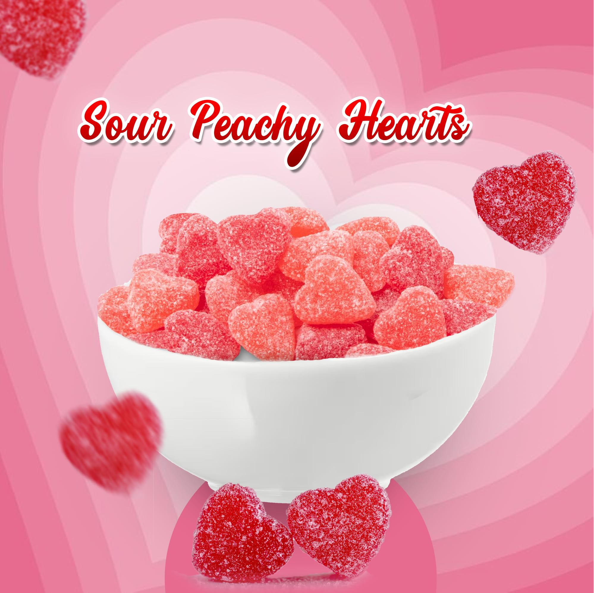 Peach Hearts Gummy Candy 3lb - Sweet Peach Gummies for Valentine's Day & Parties
