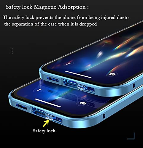 Premium iPhone 13 Case with Safety Lock & Strong Magnetic Adsorption - 360° Full Body Protection, Metal Bumper & Double-Sided Tempered Glass with Camera Lens Protector (Black) | Perfect for Outdoor Adventures, Work & Daily Use