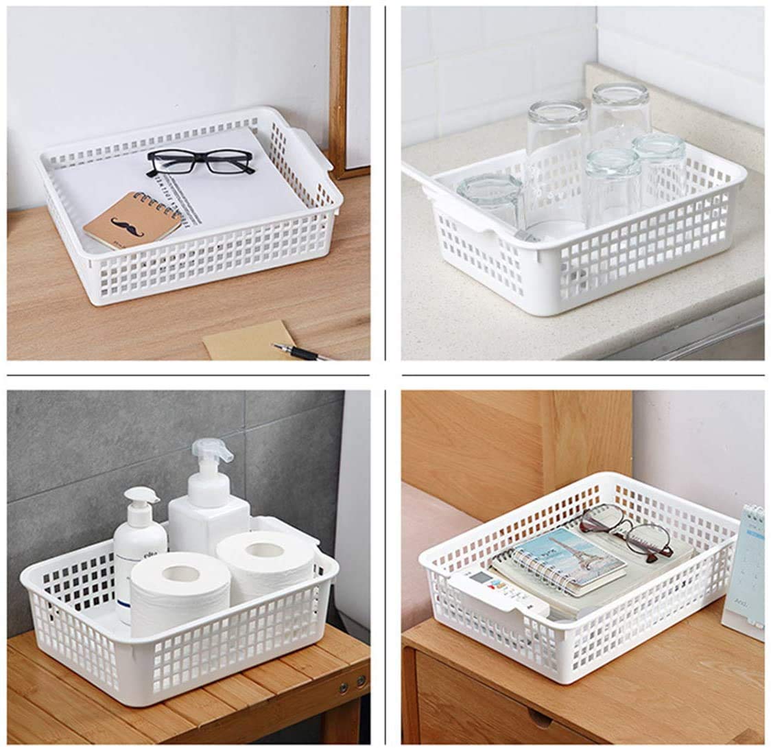 Lawei 8-Pack Plastic Storage Baskets with Handles - Colorful Organizer Bins for Paper, Files & Office Supplies | Perfect for Classroom, Home Office & School Organization