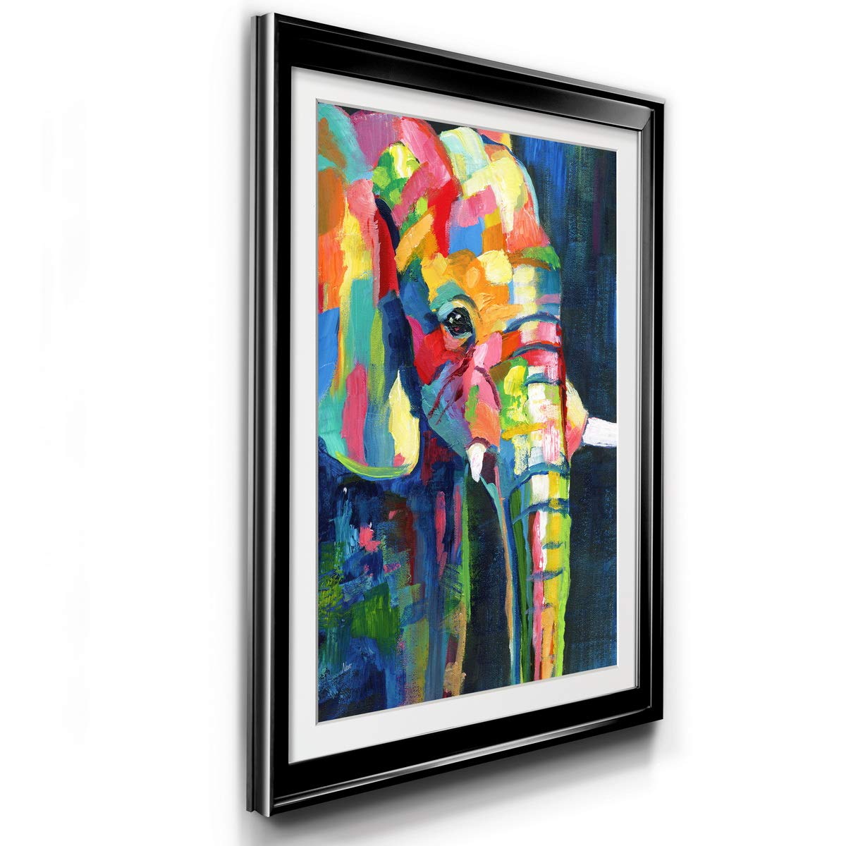 Vibrant Elephant Premium Black Framed Print - Ready to Hang Wall Art - 30x22 Inches - Made in USA - Perfect for Living Room, Bedroom & Office Decor