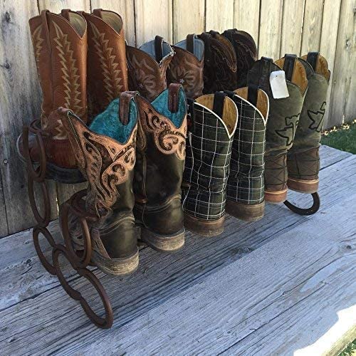 Horseshoe Boot Rack - Rustic Wall Mounted Shoe Organizer for Entryway, Mudroom, or Garage - Perfect for Western Decor & Cowboy Boot Storage