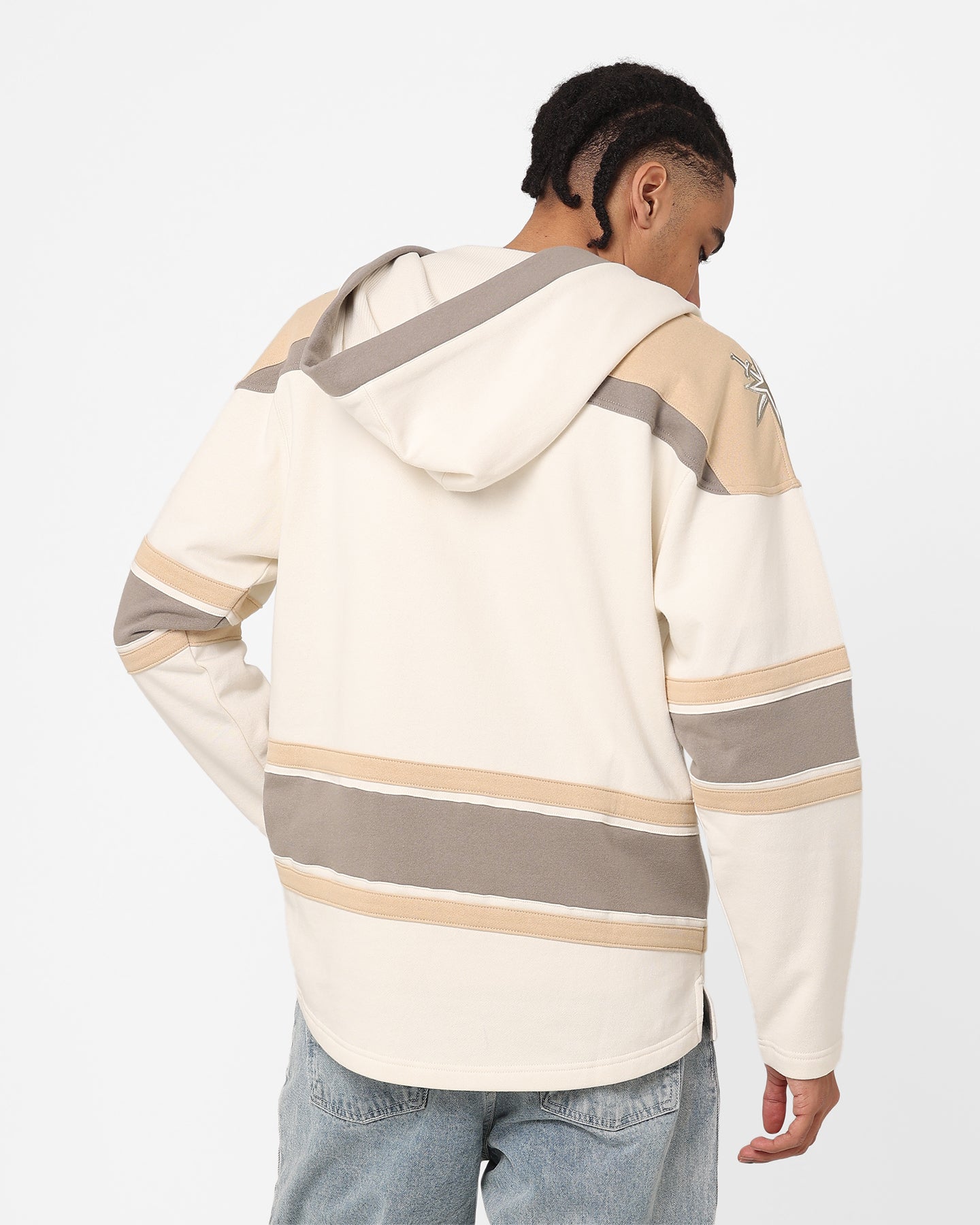 47 Brand Las Vegas Knights Superior Lacer Hoodie - Cream/Khaki | Men's NHL Hockey Pullover Sweatshirt | Warm Fleece Lined for Winter Games & Casual Wear