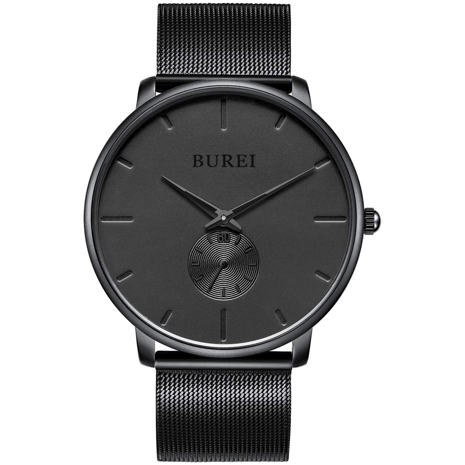 BUREI Ultra Thin Men's Watch - Stainless Steel Mesh Band for Business & Casual Wear