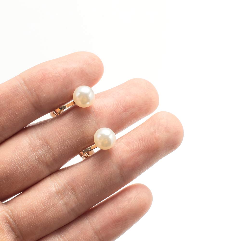 8mm Clip-On Stud Earrings with Simulated Freshwater Pearl - Non-Pierced Earrings for Women | Perfect for Weddings, Parties & Everyday Elegance (SE-08)