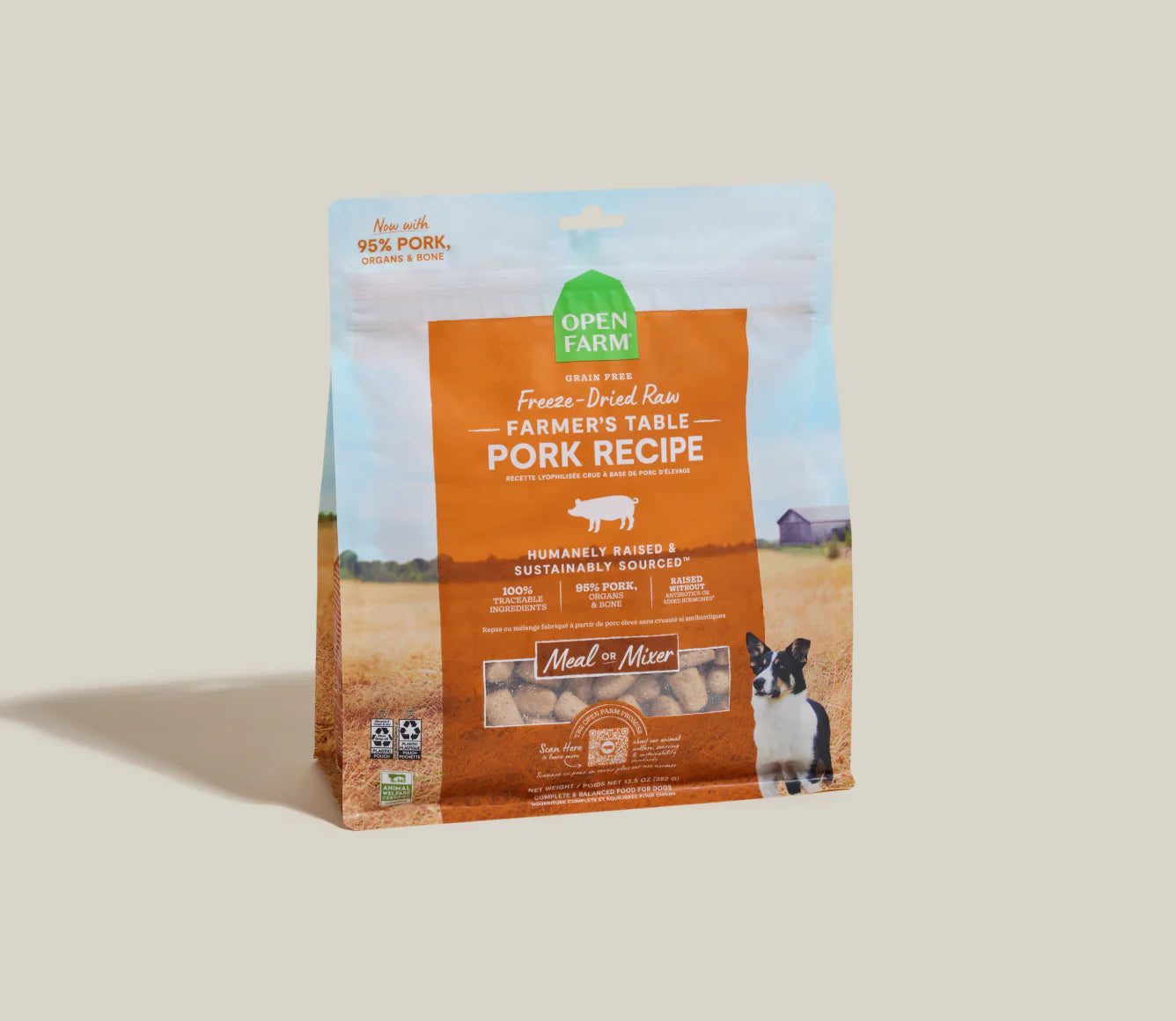 Open Farm Freeze Dried Farmer's Table Pork Recipe Dog Food - Premium Grain-Free Natural Treats for Dogs - Perfect for Training, Rewards & Outdoor Adventures