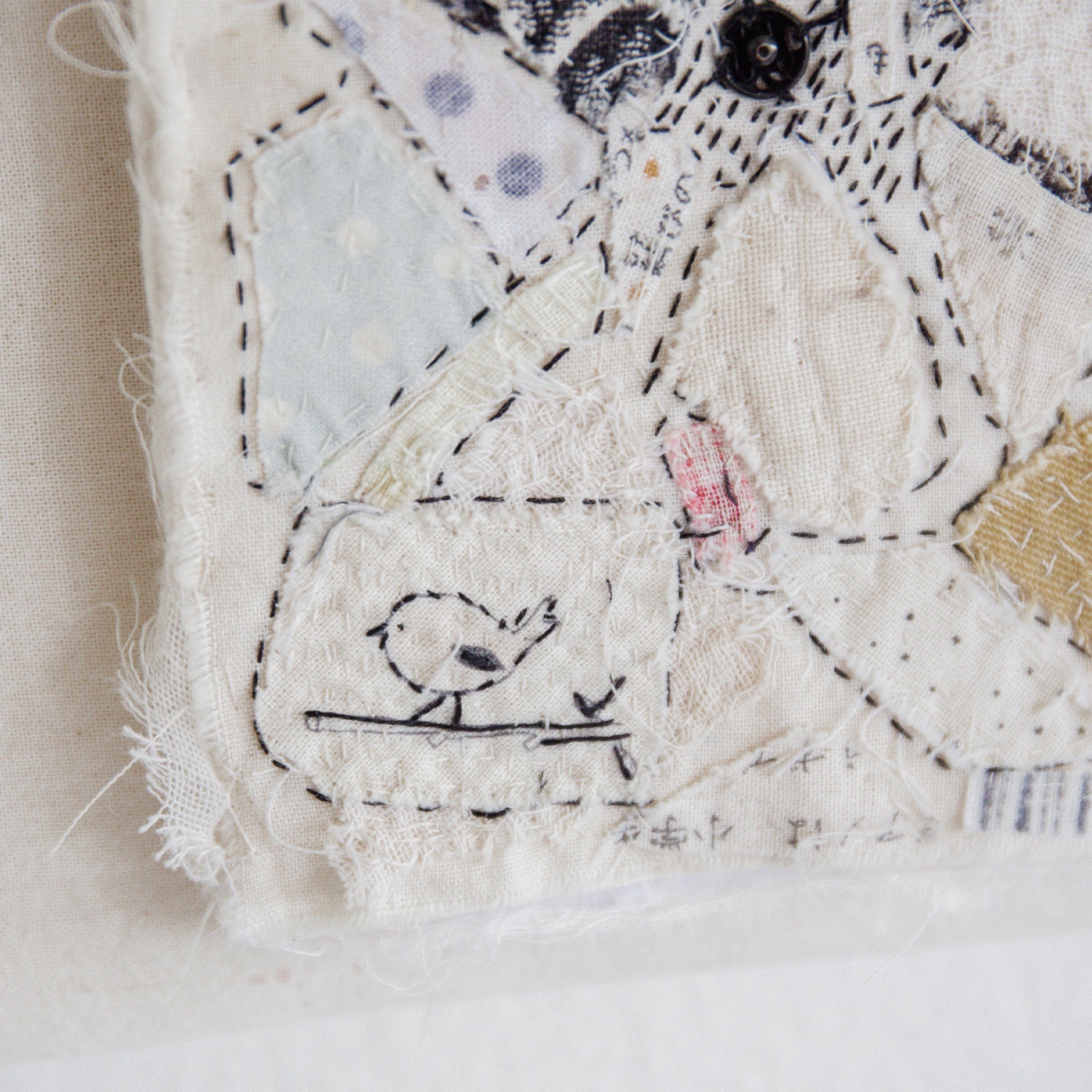 Hutch Studio Birds the Word Fabric Art Collection - Three Wee Chickadee Wall Hanging | Handmade Home Decor for Living Room, Bedroom & Nursery