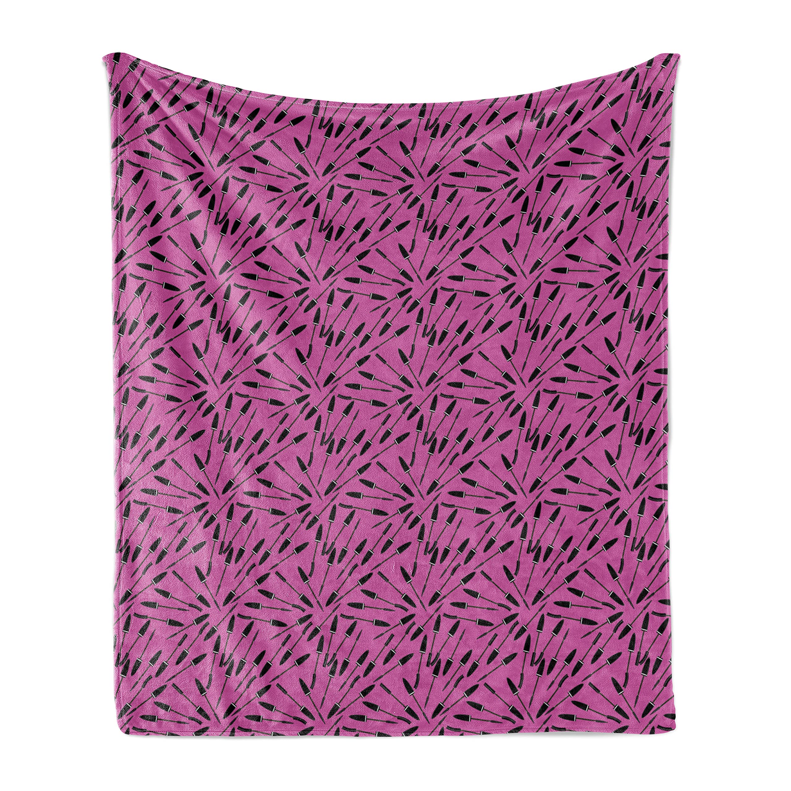 Ambesonne Feminine Throw Blanket - Soft Flannel Fleece with Cosmetics & Mascara Print, 50