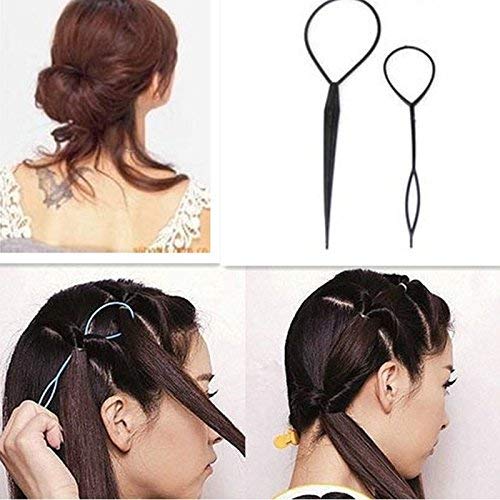 Kidzoo 4-Piece Hair Bun Maker Set - DIY Hair Styling Tools for Women, French Braid Loop & Hair Braiding Accessories (Black) | Perfect for Updos, Ponytails & Everyday Hairstyles