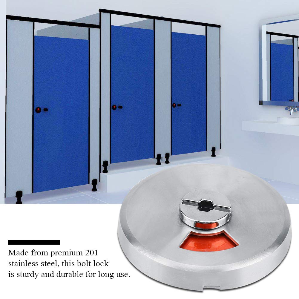 Stainless Steel Toilet Door Lock with Vacant/Engaged Indicator - 201 Grade Rustproof Bathroom Privacy Bolt Lock with Screw Fittings - Perfect for Public Restrooms, Office Bathrooms & Home Use