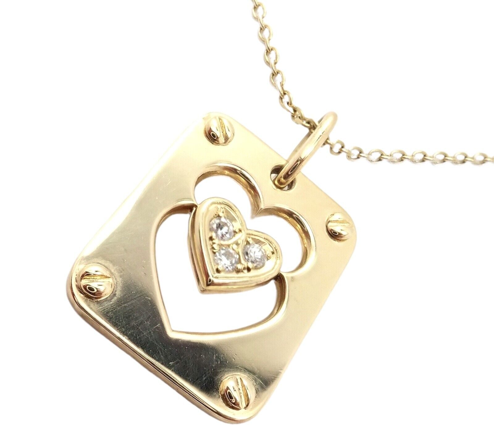 Exquisite Christian Dior 18k Yellow Gold Diamond Ace of Hearts Pendant Necklace - Luxury Jewelry Gift for Women - Perfect for Anniversaries & Special Occasions