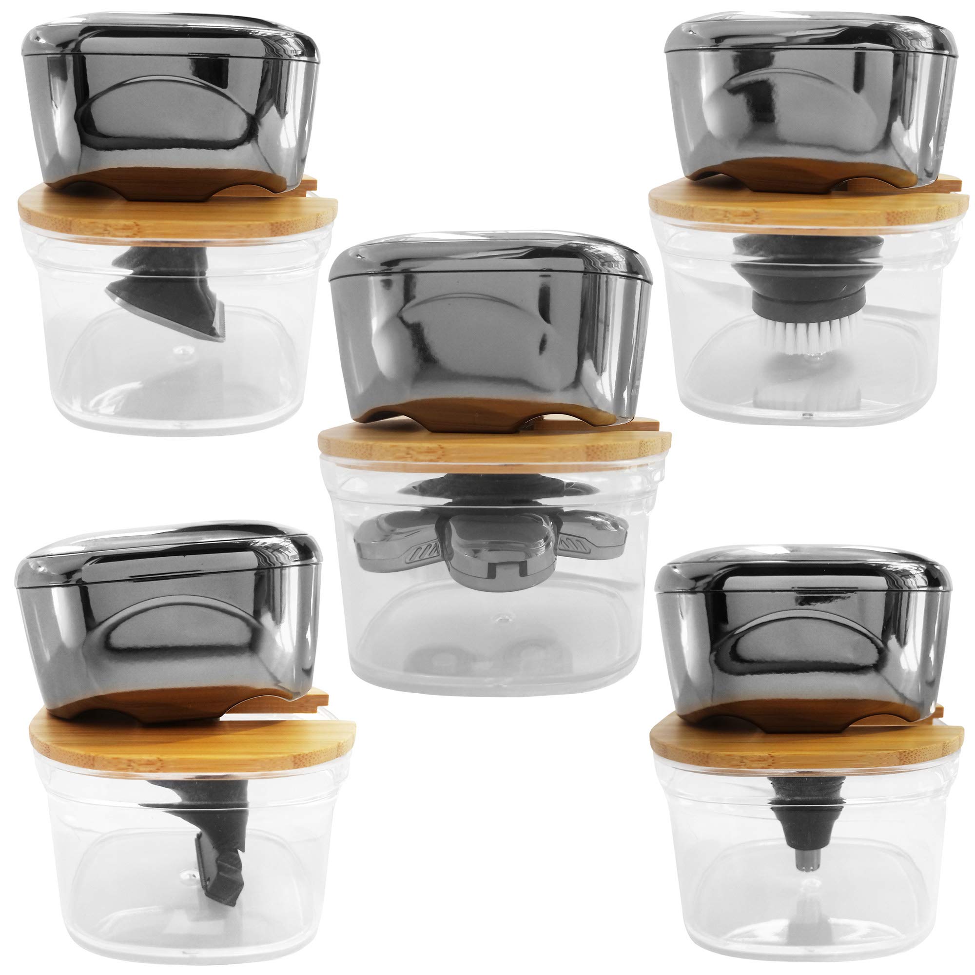 FitSand Bamboo Shaver Rinse Stand - Compatible with Skull Shaver Pitbull Platinum PRO, Electric Pitbull, Palm, Butterfly Kiss, Butterfly Pro & Bald Eagle Shavers - Perfect for Bathroom Countertop Organization & Electric Razor Maintenance