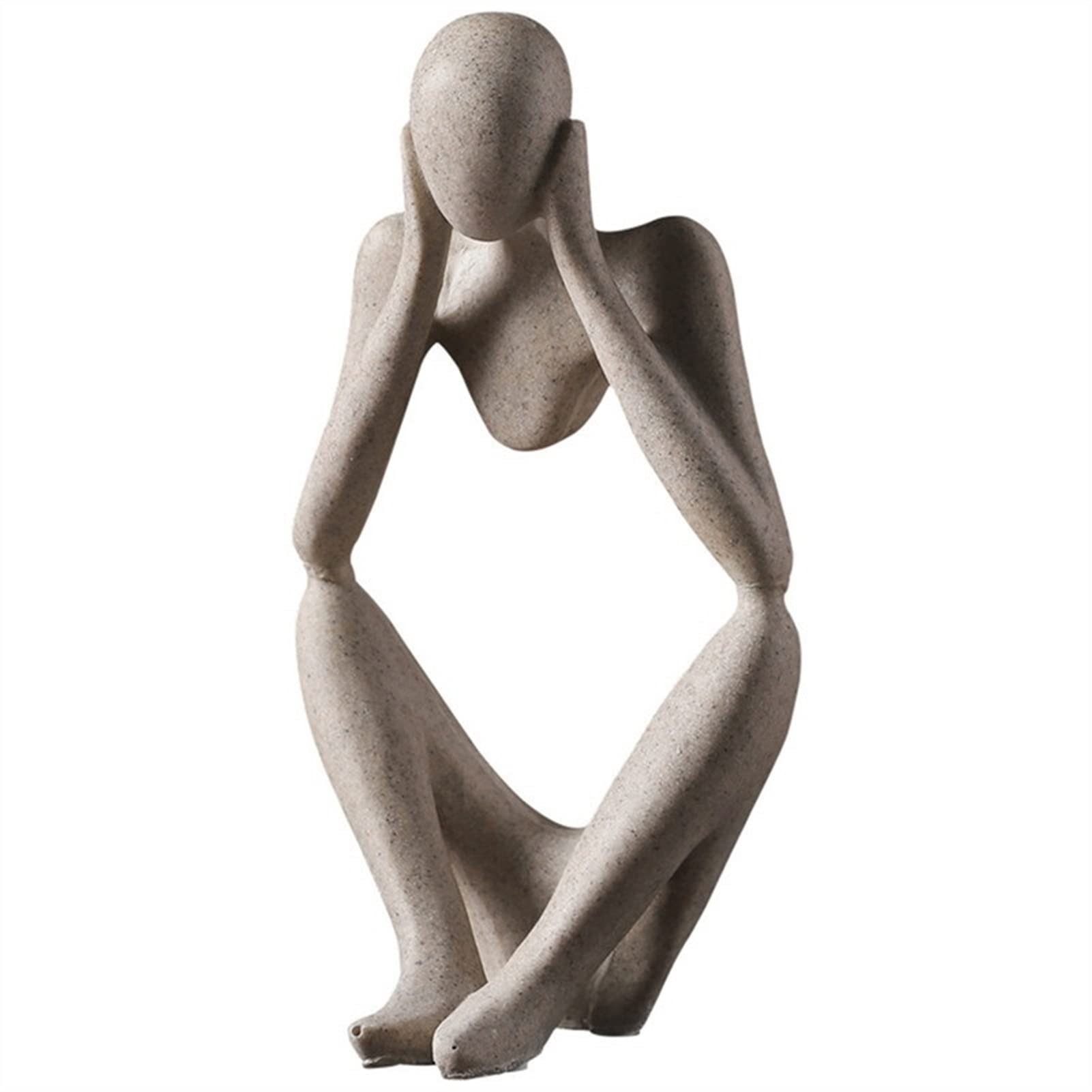 XUE JUAN 1983 Nordic Abstract Thinker Statue - Handmade Resin Figurine for Office & Home Decor, Modern Art Sculpture, Desktop Ornament (Square) | Perfect for Bookshelf Display, Study Room Decor, and Contemporary Gift Ideas