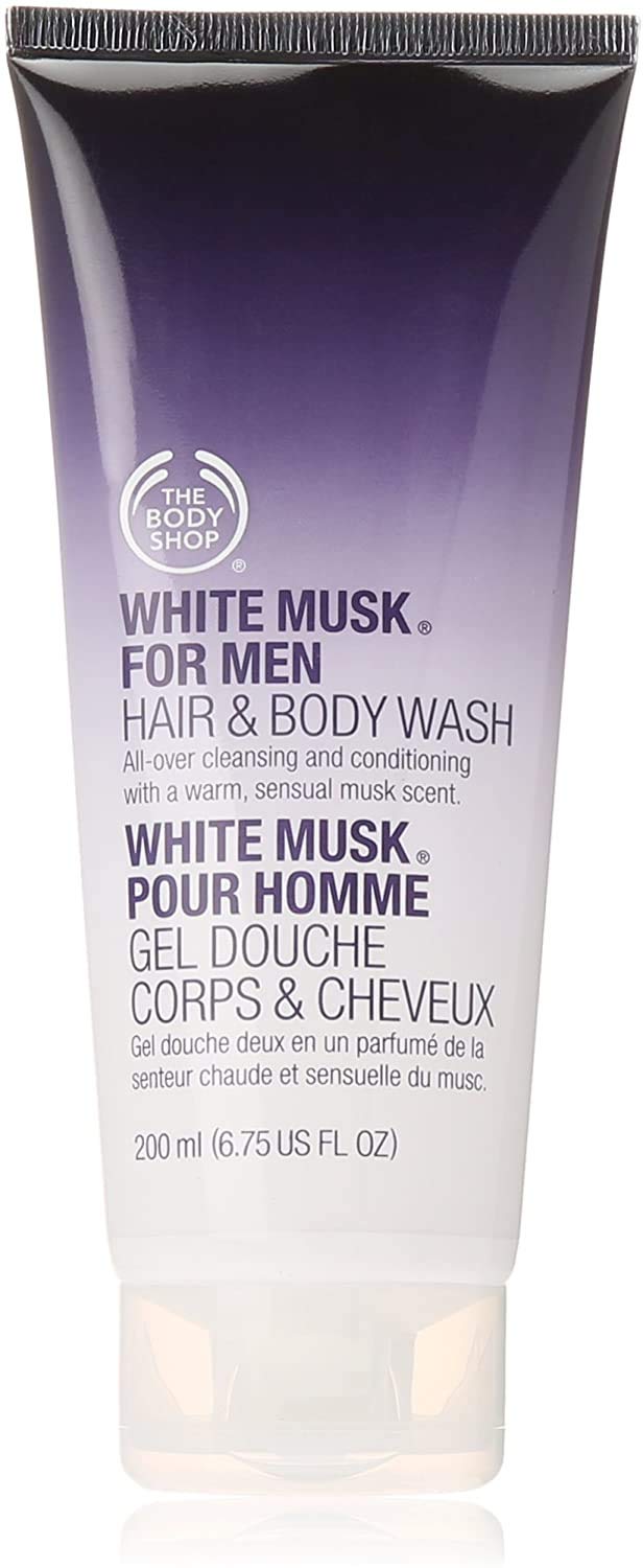 The Body Shop White Musk for Men Hair & Body Wash 6.75 oz - Refreshing Shower Gel & Shampoo for Daily Use, Gym & Travel