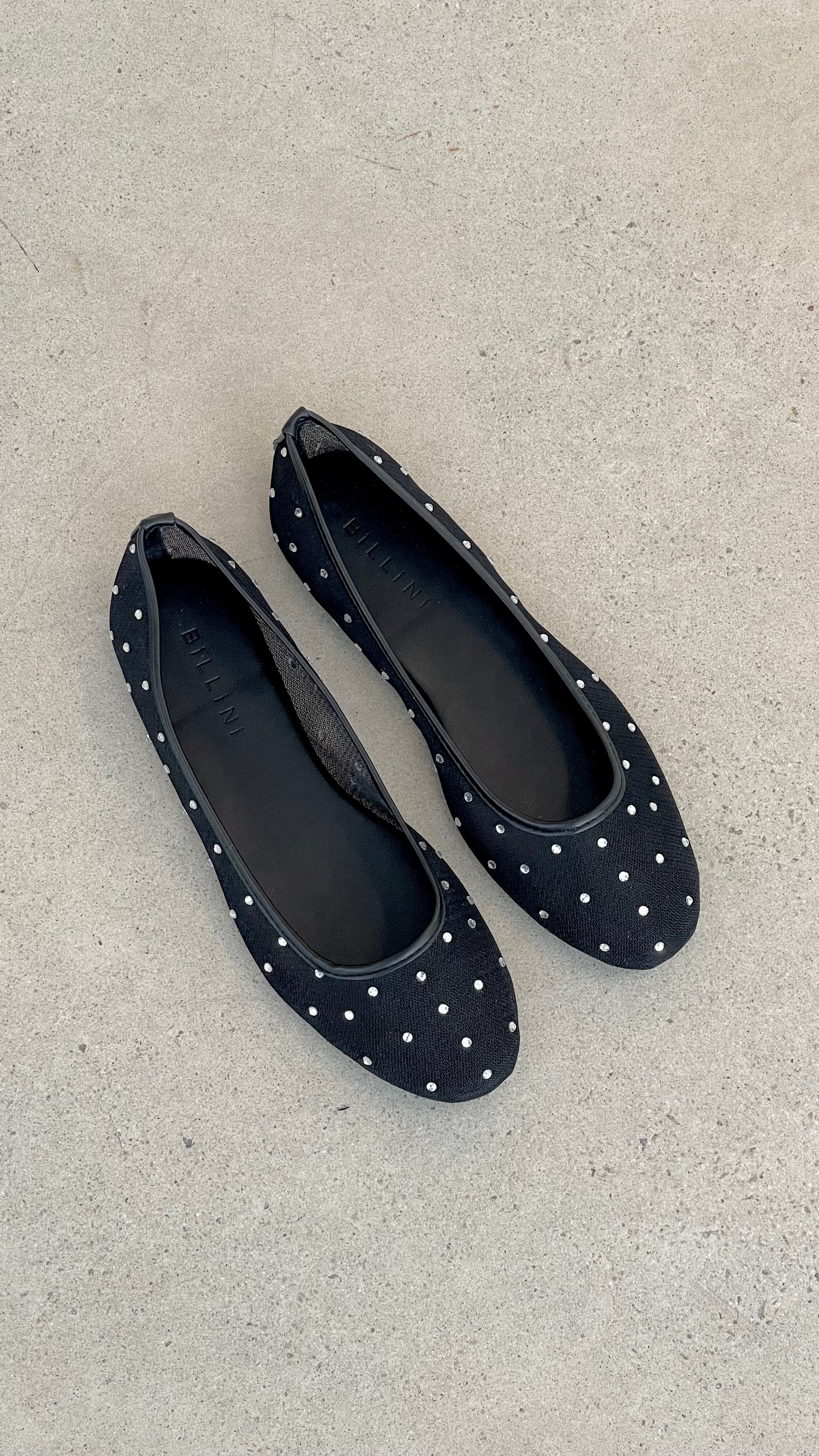 Gerani Women's Black Mesh Diamante Flats - Comfortable & Stylish Slip-On Shoes for Casual Wear, Office, and Evening Outings