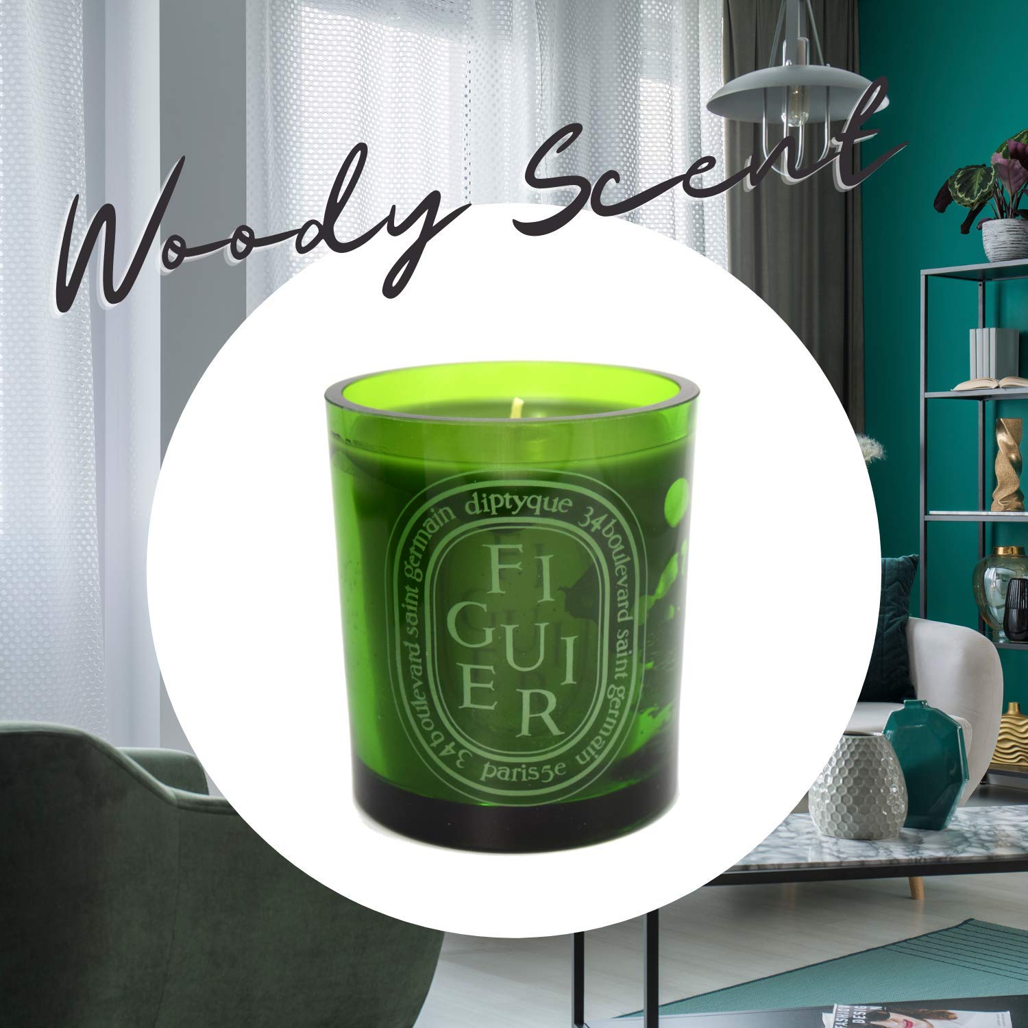 Diptyque Green Figuier Scented Candle - 10.2 oz Luxury Home Fragrance for Relaxation & Aromatherapy | Perfect for Living Room, Bedroom & Spa Decor