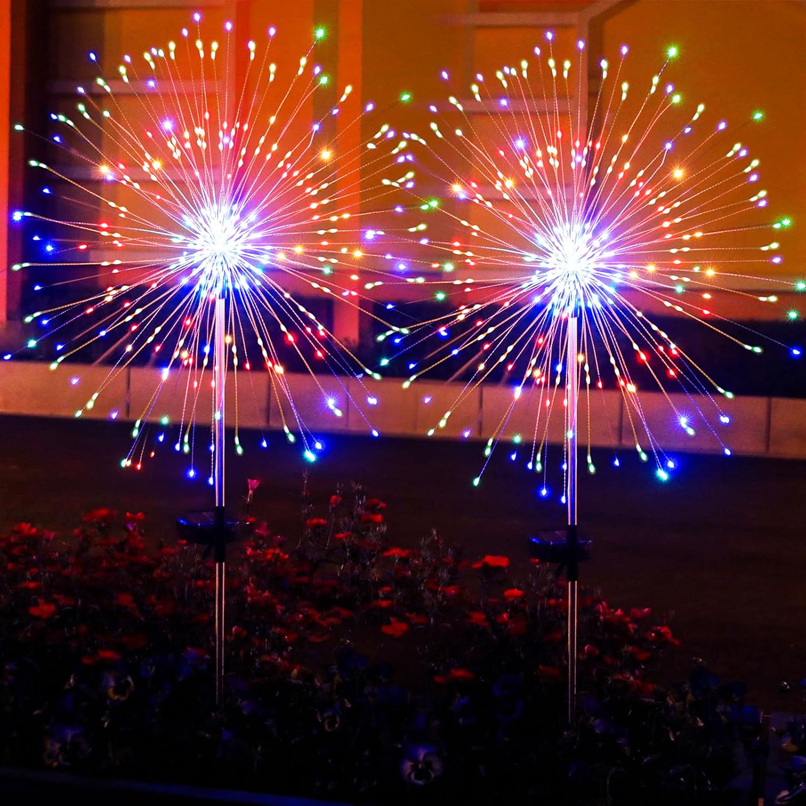 2 Pack Solar Firework Lights - 150 LED Waterproof Starburst Fairy Lights for Outdoor Garden, Yard, Patio - Christmas, Wedding, Party Decor (Warm White) - Perfect for Romantic Nights, Holiday Celebrations & Backyard Ambiance