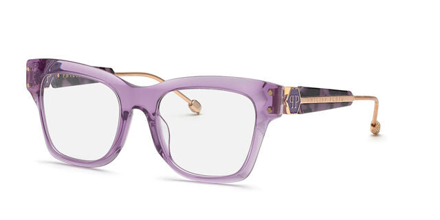 Philipp Plein VPP125S Transparent Violet Cat Eye Sunglasses for Women - Stylish UV Protection for Beach, Driving & Outdoor Activities