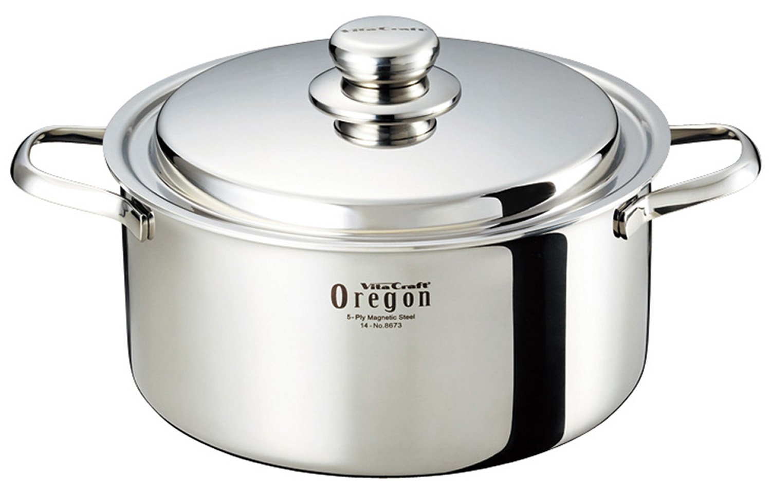8673 Two-Handled Cooking Pot - 9.4 Inch (24cm) Silver Oregon Dutch Oven with Recipe Book - Perfect for Soups, Stews & Baking