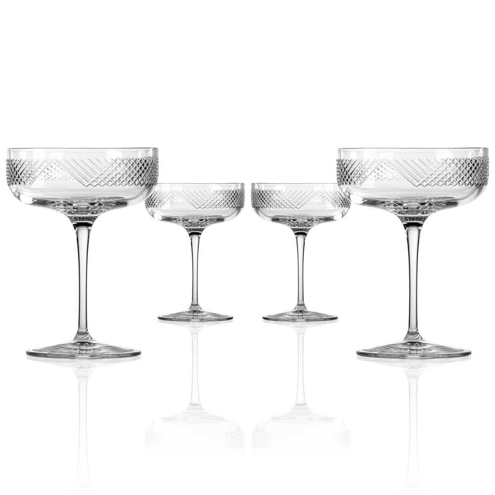 Premium 10.25oz Bourbon Street Champagne Coupe Glasses - Set of 12 | Elegant Stemware for Weddings, Parties & Special Occasions