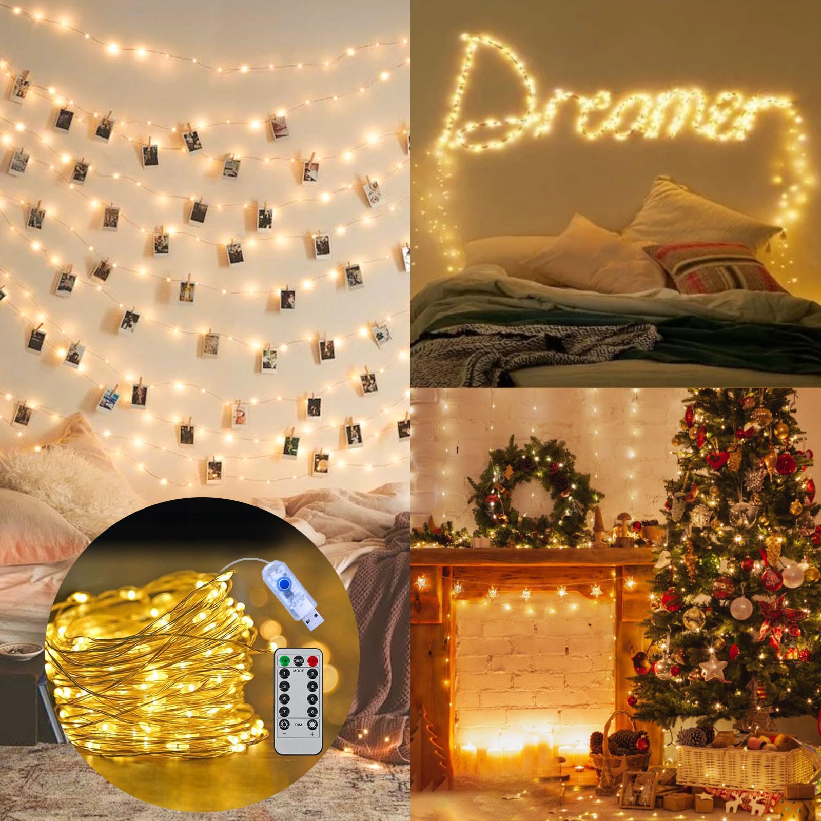 66ft 200 LED USB Fairy Lights for Bedroom - Waterproof Indoor String Lights for Teen Girls Room Decor, Wedding & Holiday Decoration (Warm White) - Perfect for Creating Cozy Atmosphere in Bedrooms, Parties and Outdoor Events