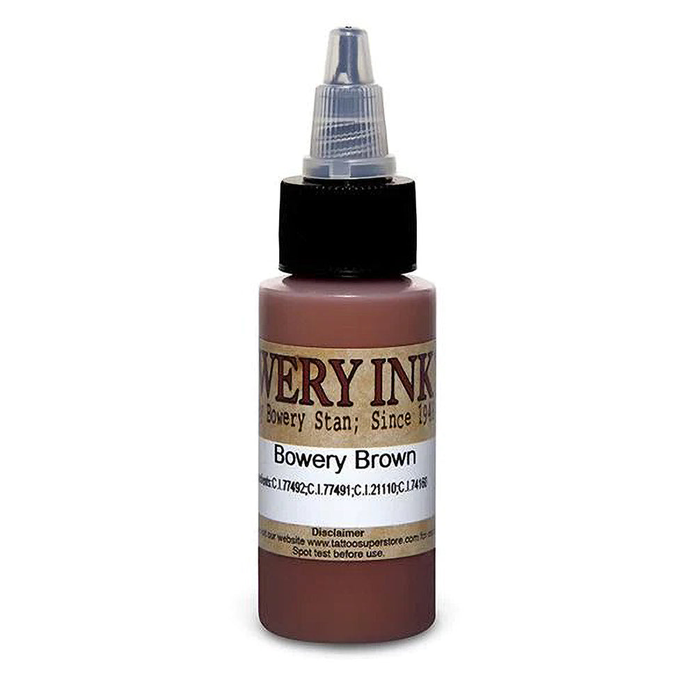 Brown Bowery Artist Series Intenze Tattoo Ink - 1oz Bottle for Professional Tattoo Artists & Body Art Enthusiasts