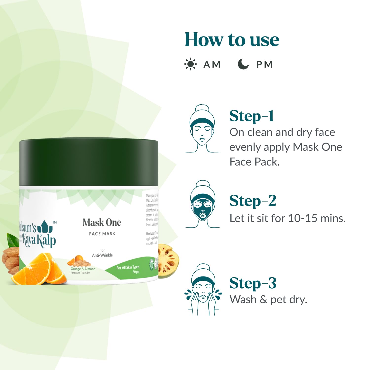 Kulsum's Kaya Kalp Herbals Anti-Wrinkle Face Mask with Orange & Almond - 50gm for All Skin Types | Men & Women | Natural Skincare Solution for Daily Use & Spa Treatments