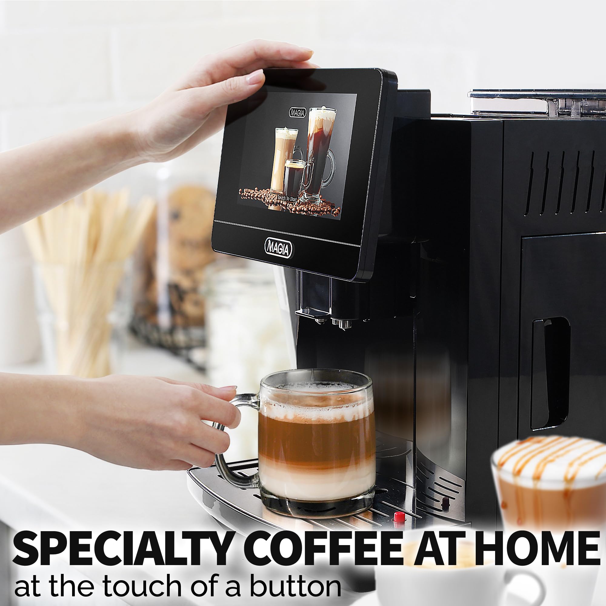 Zulay Magia Fully Automatic Espresso Machine with Built-in Grinder - 19 Customizable Coffee Settings - Includes Premium Espresso Cups & Auto-Cleaning System - Milk Frother for Latte & Cappuccino - Perfect for Home Baristas & Coffee Lovers (OG Black)