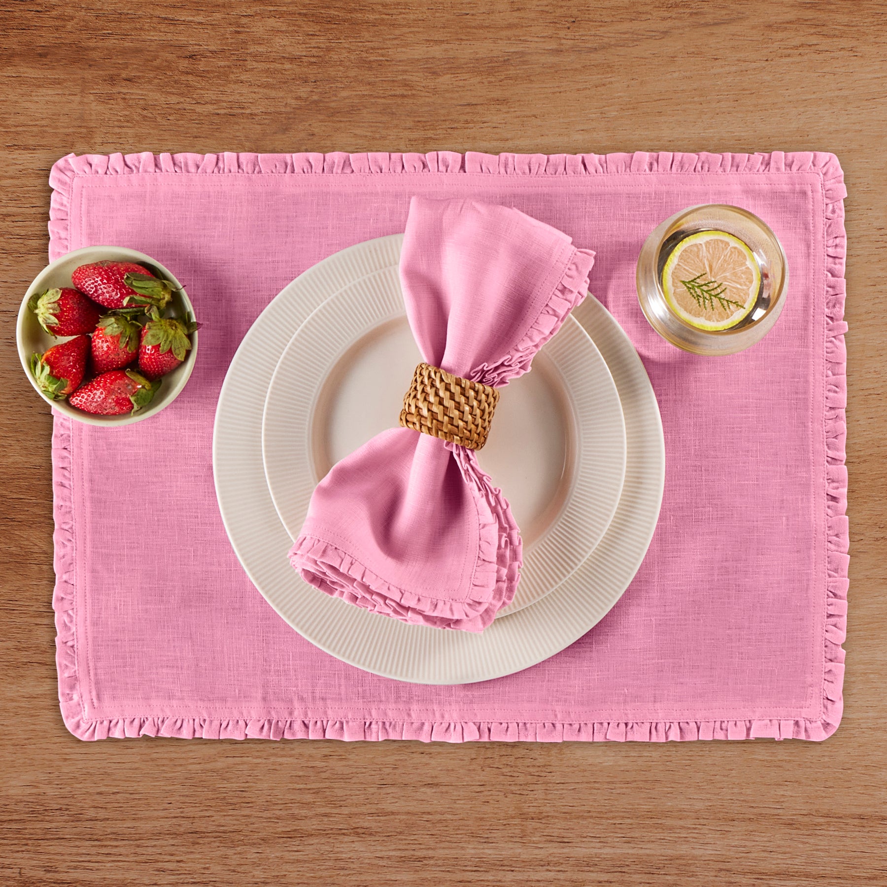 Juliette Ruffle Placemats Set of 4 - Elegant Table Decor for Dining Room, Kitchen, and Party Settings