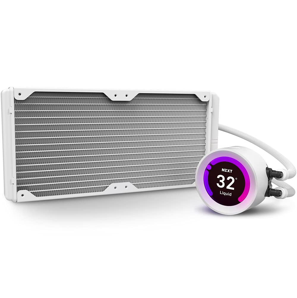 NZXT Kraken Z63 RGB 280mm AIO Liquid CPU Cooler with Customizable LCD Display - White | Improved Pump, CAM V4 Software, Aer RGB 2 140mm Radiator Fans | Perfect for Gaming PC Builds & High-Performance Cooling