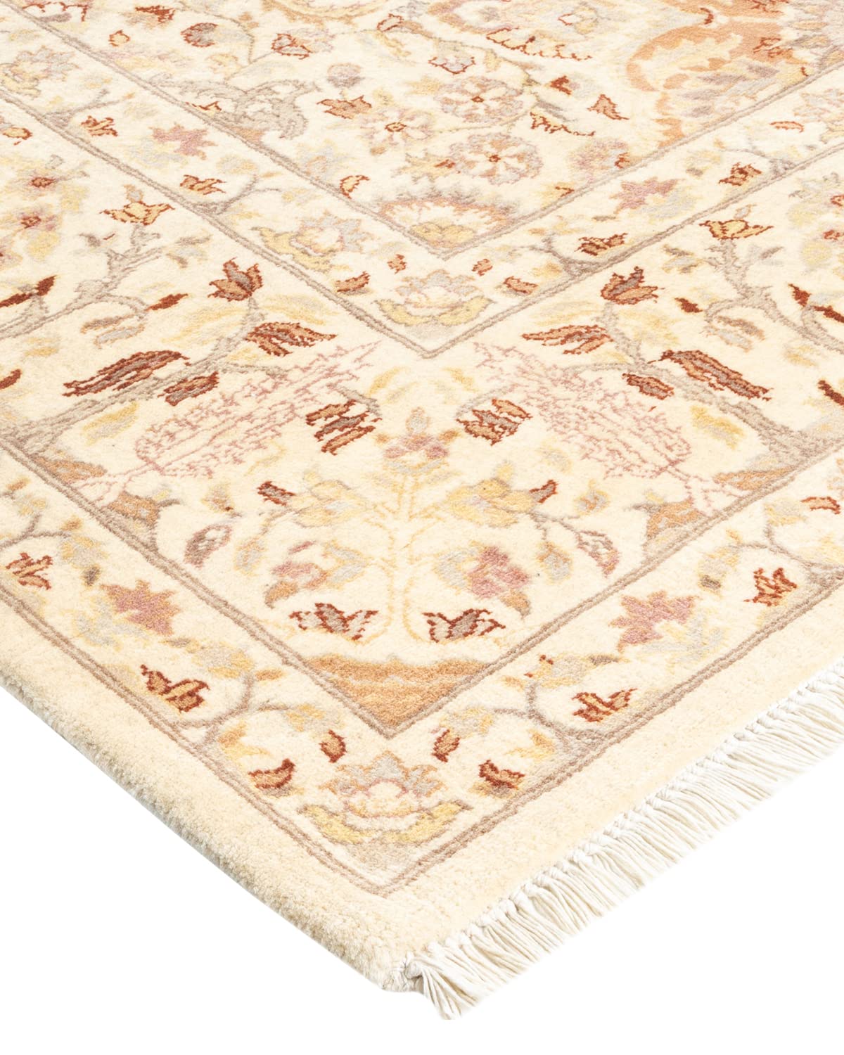Handmade Wool Traditional Tribal Mogul Ivory 6x9 Area Rug - Solo Rugs One of a Kind Hand Knotted - Perfect for Living Room, Bedroom & Home Decor