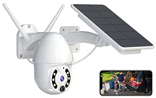 Outdoor Solar WiFi Security Camera with Floodlight - 2-Way Audio, PIR Human Detection, Color Night Vision, IP66 Waterproof, 5.8W Solar Charging - Ideal for Home Surveillance, Yard Monitoring & Business Security