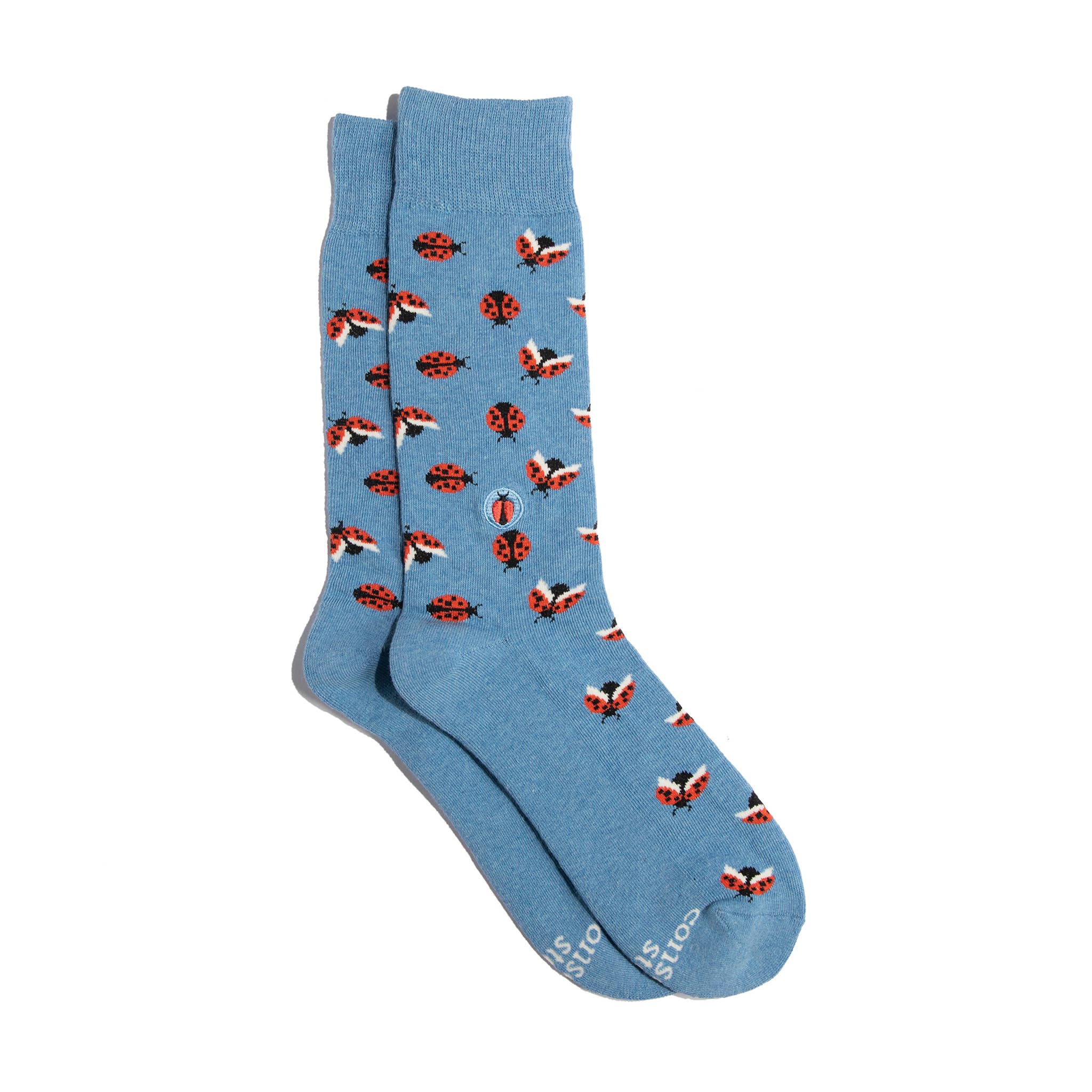 Pollinator Protection Socks with Blue Ladybug Design - Eco-Friendly & Comfortable for Gardening, Hiking & Outdoor Activities