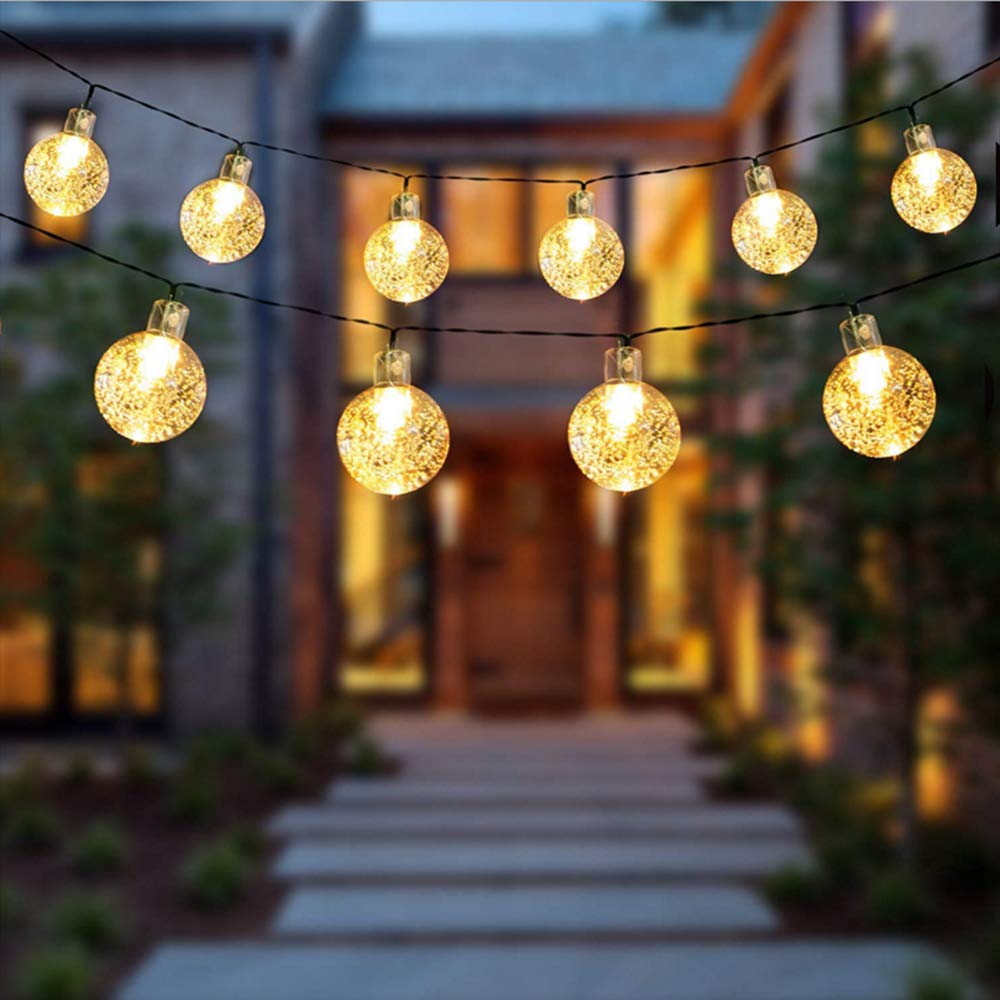 XUNATA 20 LED 16.4FT Waterproof Solar String Lights Outdoor - 8 Modes Warm White for Christmas Decorations, Garden, Yard, Porch, Tree & Party | Perfect for Holiday Lighting, Backyard Ambiance & Evening Gatherings