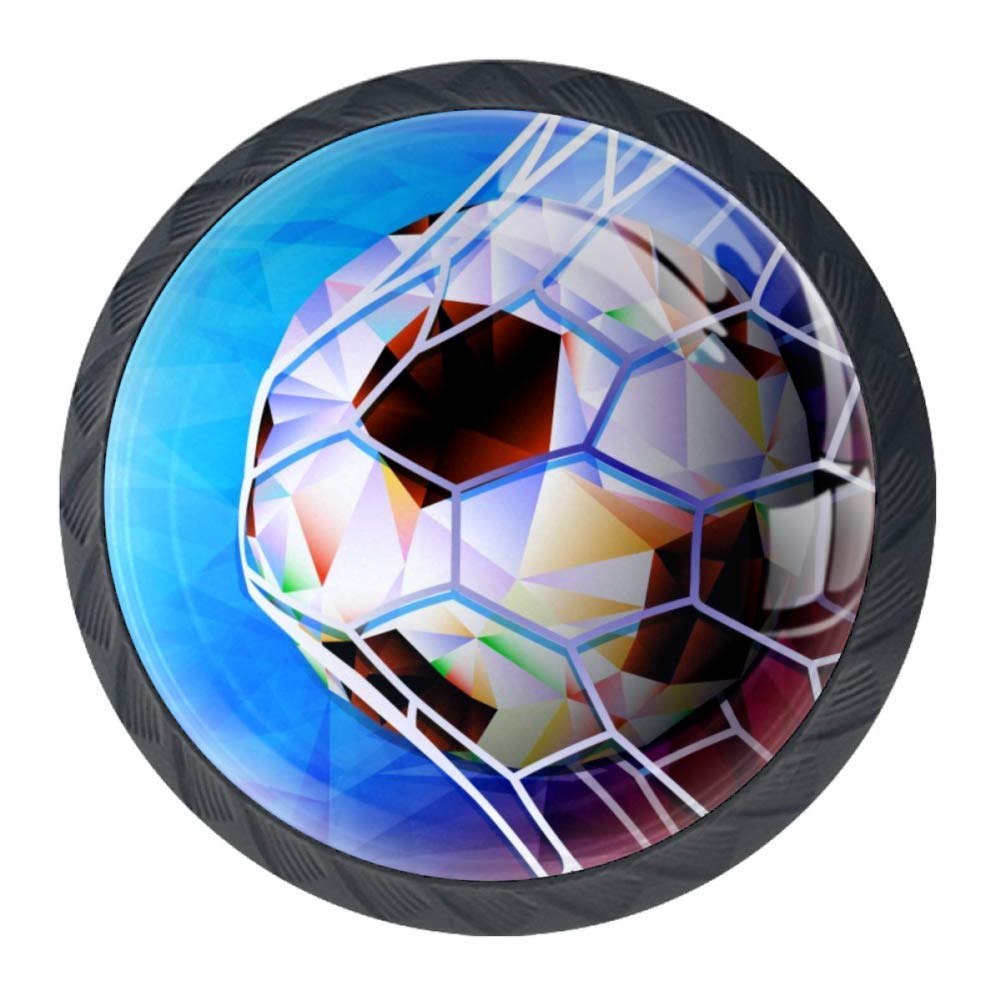 4-Piece Soccer Ball Cabinet Knobs Set - DIY Drawer Pulls for Wardrobe & Dresser - Russia Flag Design