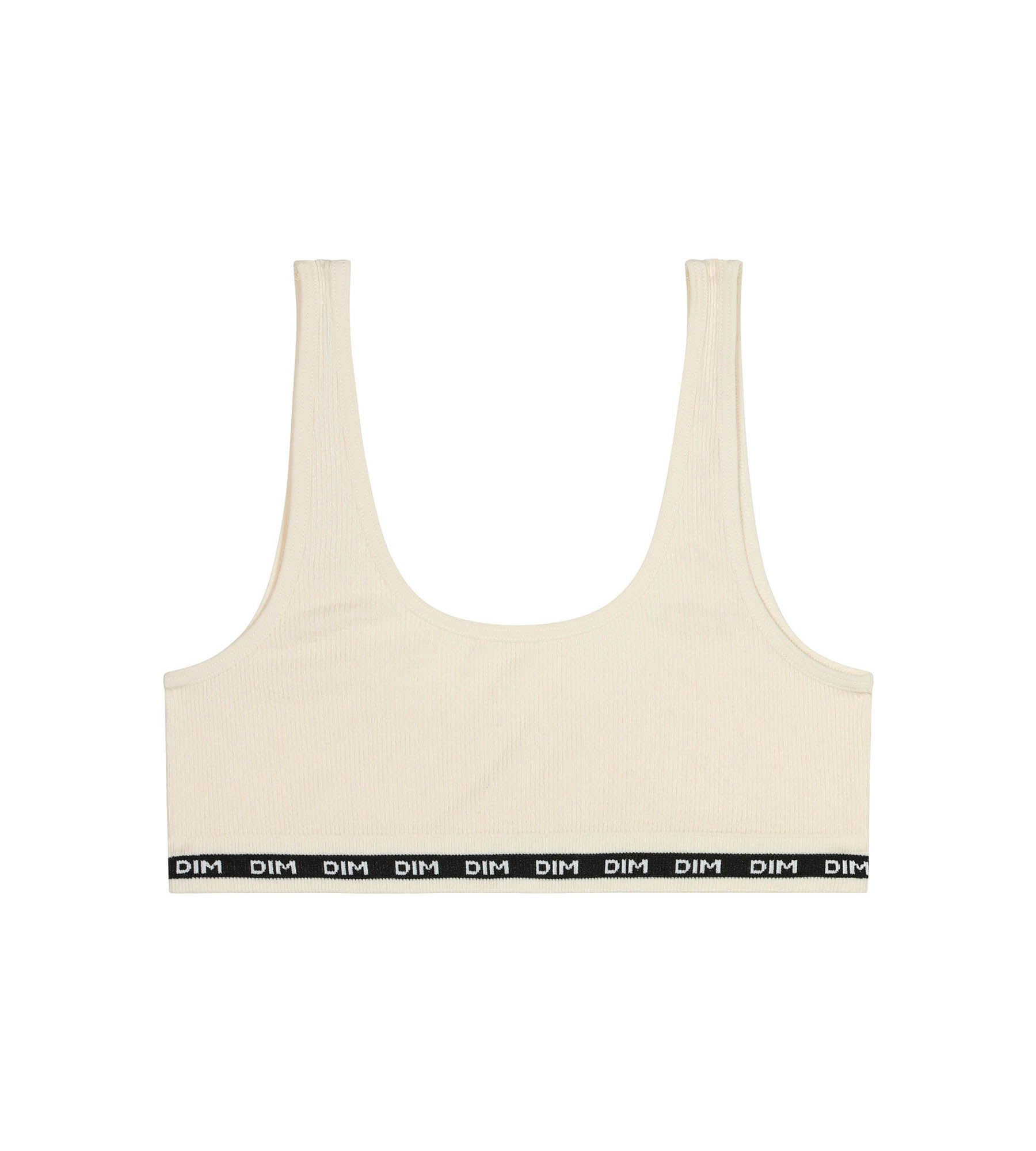 Dim Icons Beige Ivory Ribbed Fabric Bra for Girls - Perfect for School, Sports & Everyday Comfort