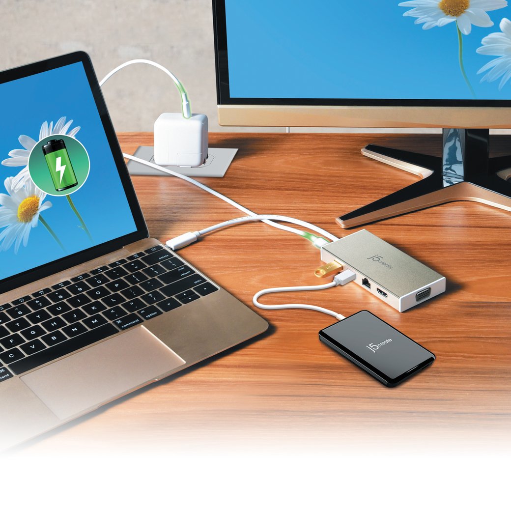 USB C Multiport Adapter with 100W Power Delivery - 4K HDMI, USB 3.0, Ethernet Port - Compatible with MacBook Pro/Air, Dell XPS, Chromebook - Perfect for Home Office, Business Travel & Online Meetings