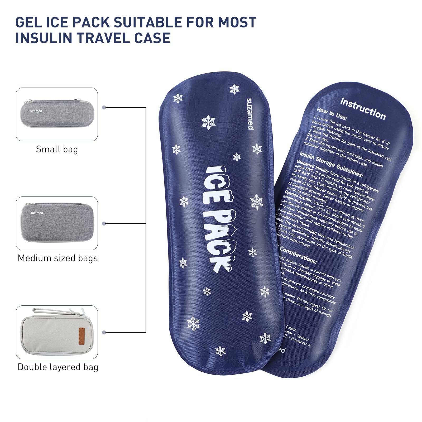 TSA Approved Gel Ice Packs for Insulin Cooler Travel Case - 4 Pack, Fits Most Medicine Cooler Organizers, Ideal for Diabetes Travel & Daily Medication Storage