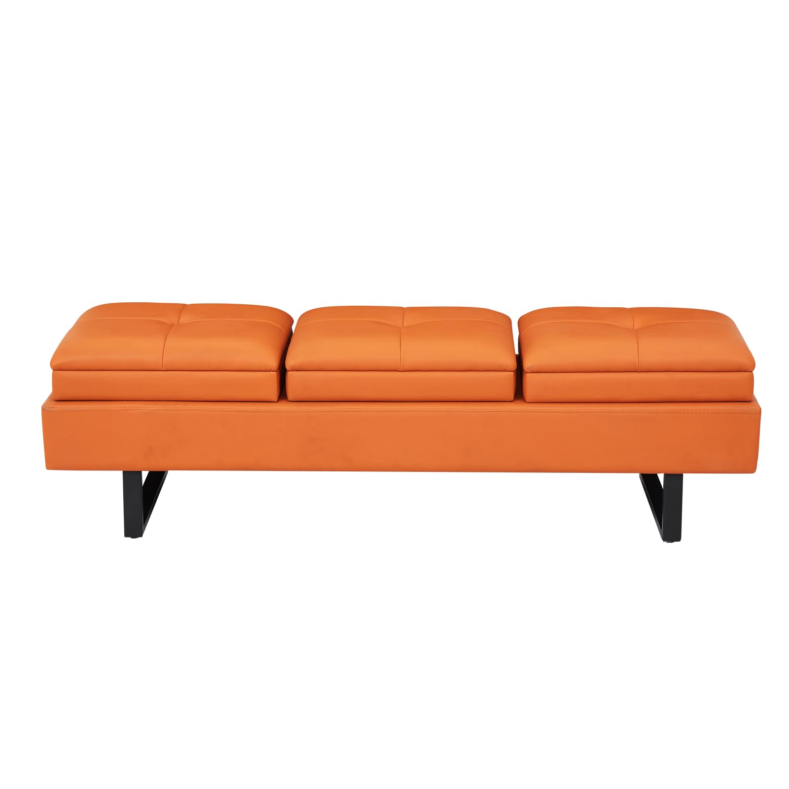 Kinfant 3-Seat Upholstered Reception Bench with Thickened Cushion - PU Leather Office Guest Chairs, Living Room Bench & Lobby Furniture for Salon, Shop & Waiting Areas (Orange)