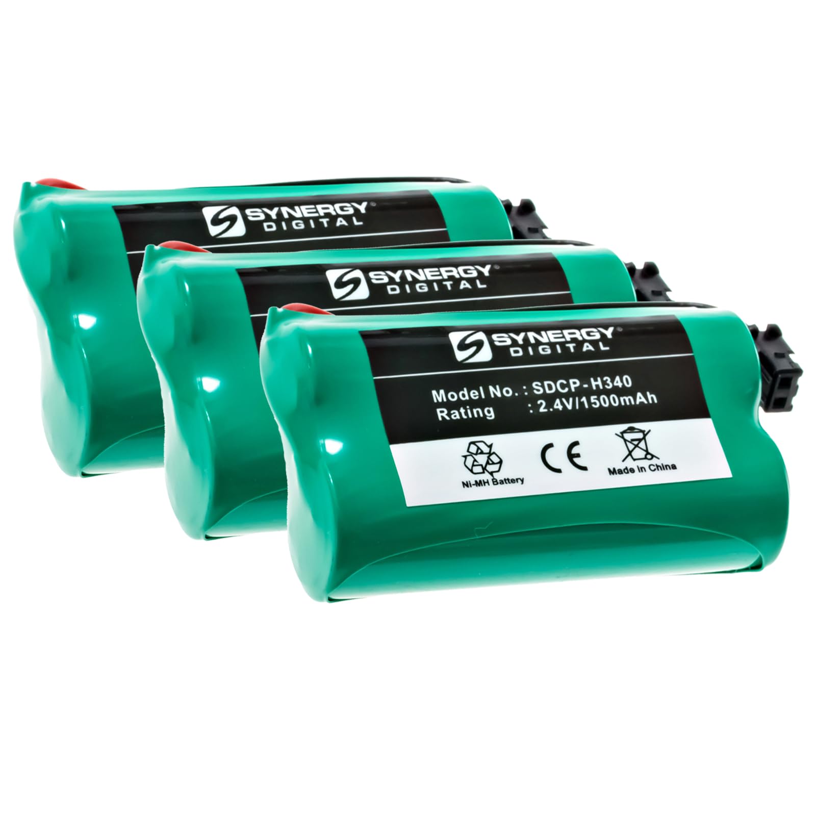 Synergy Digital Cordless Phone Batteries - 3 Pack Ni-MH 2.4V 1500mAh Replacement Batteries for Panasonic HHR-P506, HHR-15F2G1, HHR-P506A, PQHHR150AA21, PQP506SVC & Type 17 Phones | Perfect for Home & Office Cordless Phones | Long-Lasting Power Solution