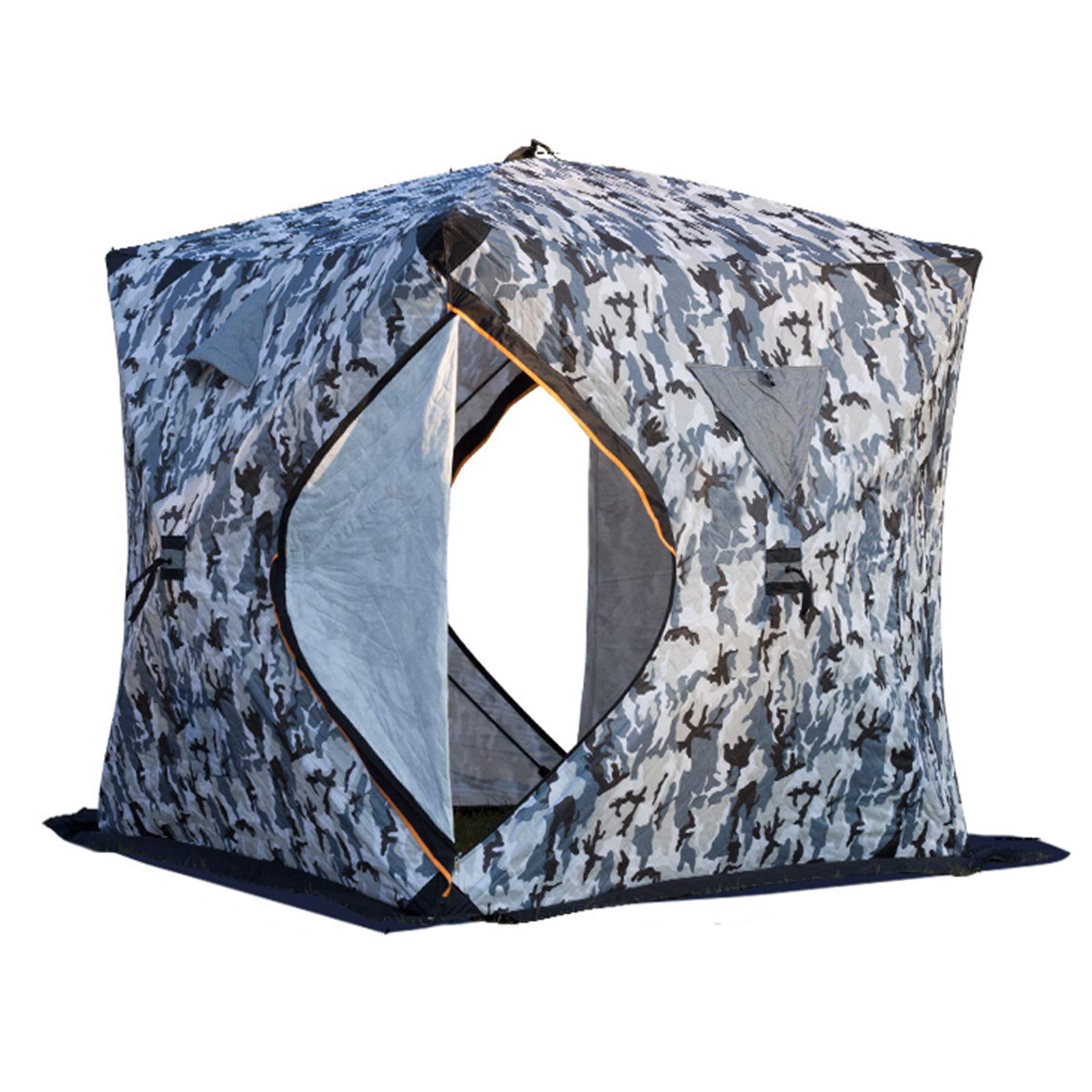 3-4 Person Winter Ice Fishing Tent - Waterproof Windproof Thick Cotton Shelter with Vent Windows & Storage Bag for Camping, Hunting - Perfect for Outdoor Adventures in Snow & Ice Conditions (Camouflage)