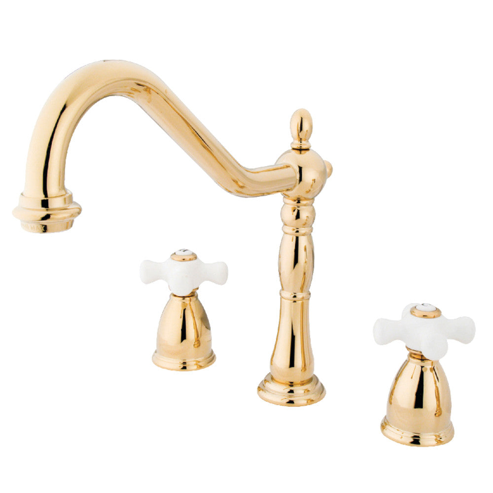 Kingston Brass KB1799PXLS Widespread Kitchen Faucet - Stainless Steel Finish, High Arc Spout, Dual Handle Design for Modern Kitchens | Perfect for Sink Cleaning, Dishwashing & Food Prep
