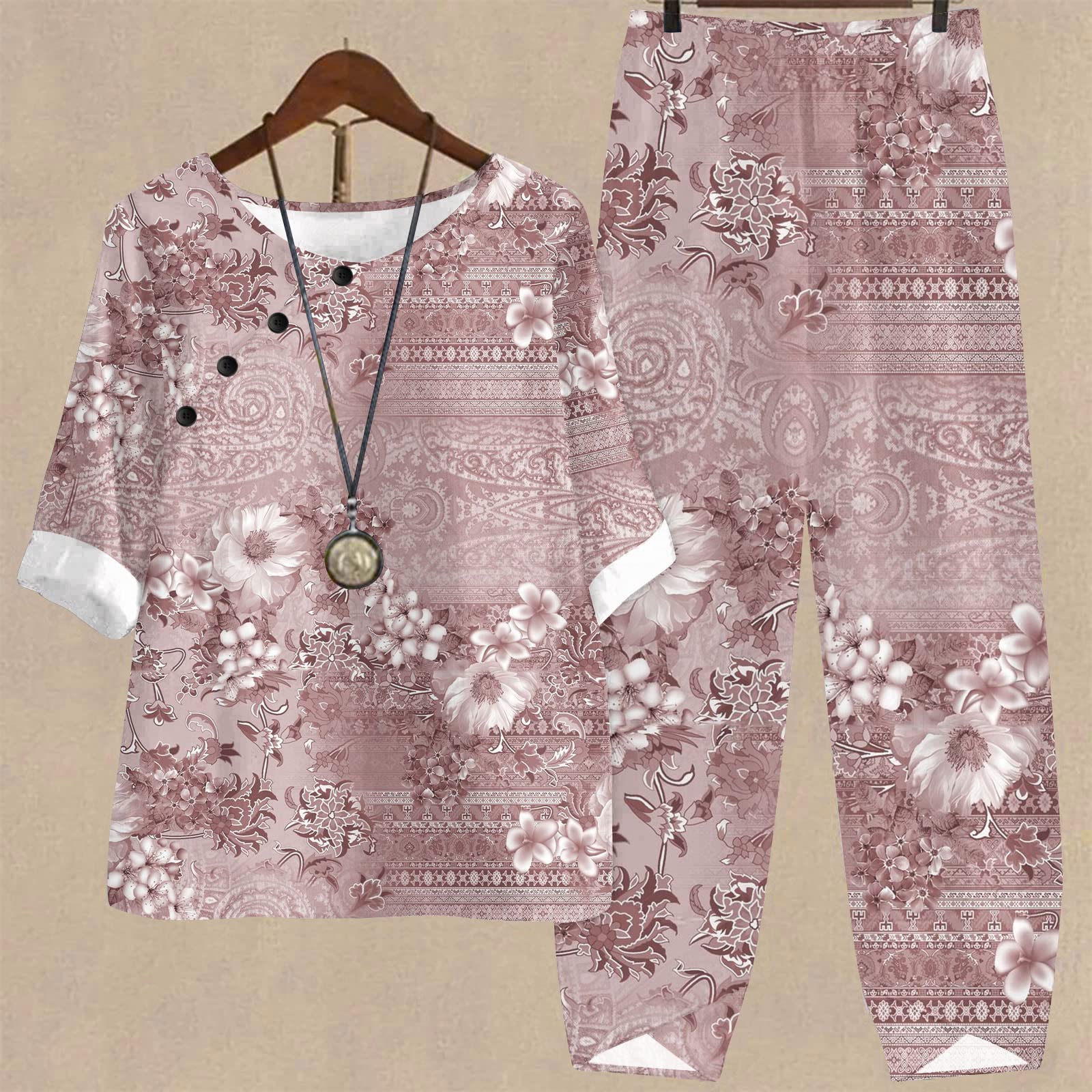 Women's 2-Piece Matching Shorts Set - Summer Lounge & Beach Outfit - Comfortable Cotton Shorts & Top Set for Casual Wear, Vacation, and Relaxation