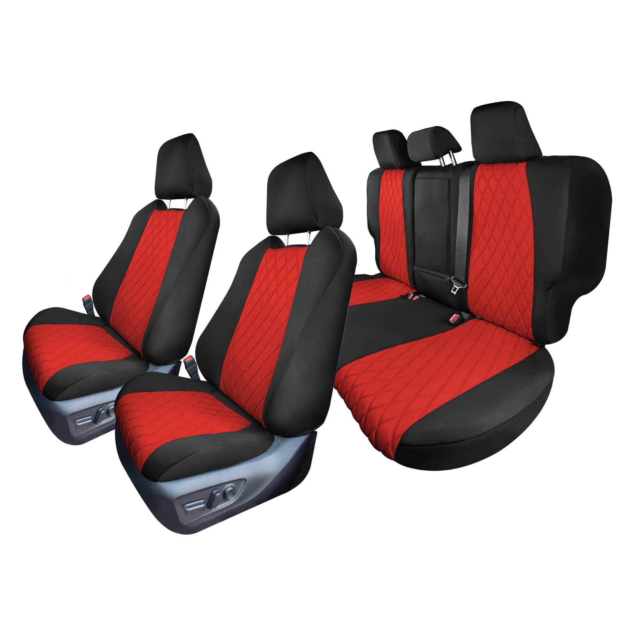 Premium Custom Fit Seat Covers for 2021-2022 Toyota RAV4 Hybrid/Prime - Waterproof Neosupreme Neoprene Full Set (Red) | Durable Protection & Stylish Upgrade for Car Interior | Perfect for Road Trips, Daily Commute & Pet Owners