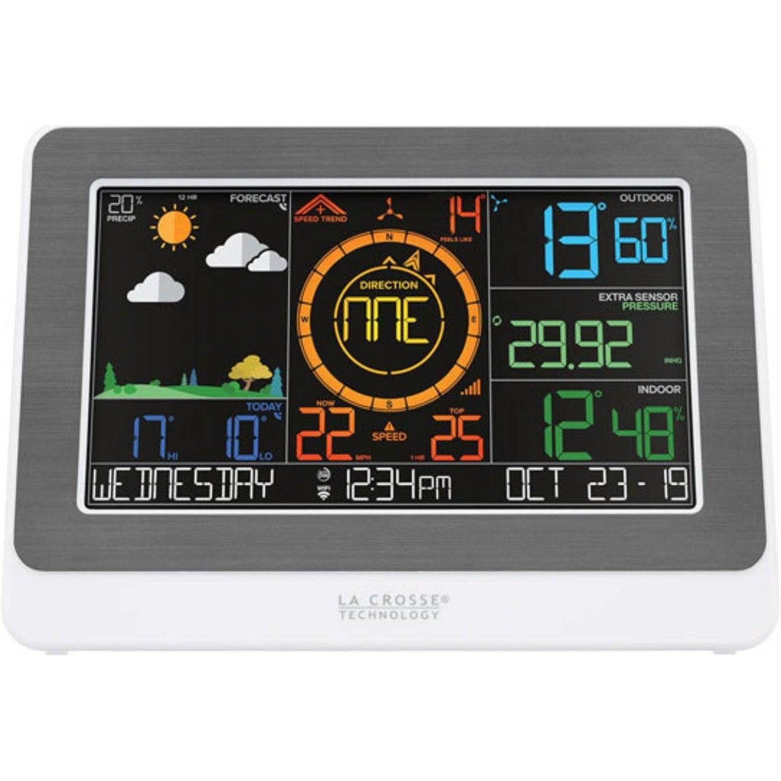 La Crosse Professional WiFi Color Weather Station with Indoor/Outdoor Temperature & Humidity Monitoring - Perfect for Home, Office, and Garden Use